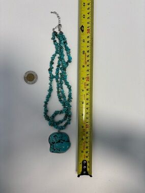 Turquoise Double Strand Necklace with Pendant. 22”